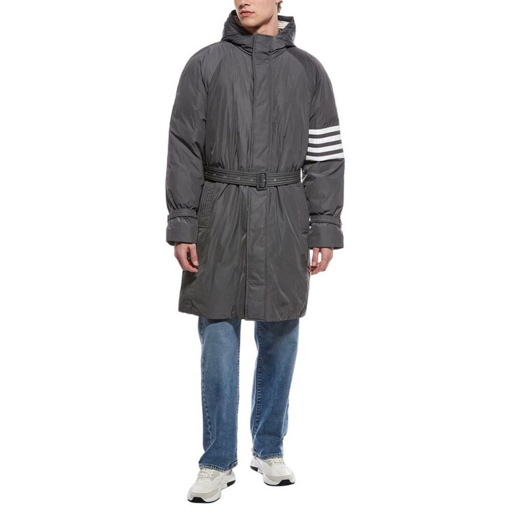 Thom Browne Mens  4 Bar Down Parka, Grey